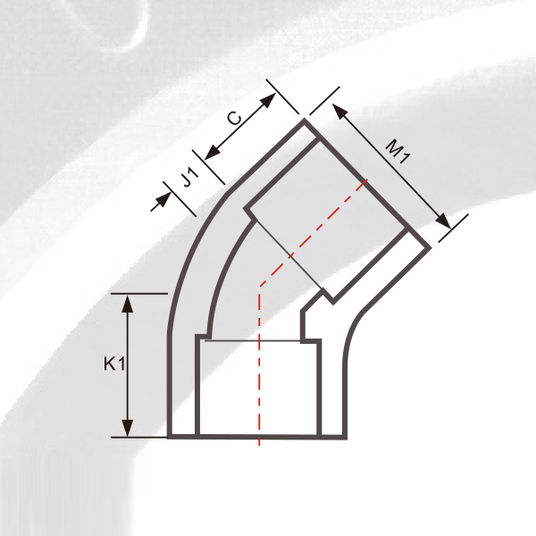 ASTM Sch80 Upvc الكوع 45 درجة لون رمادي غامق