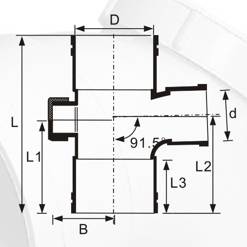 BS5255/4514 Drainage Upvc Reducing Tee Back Door Grey 