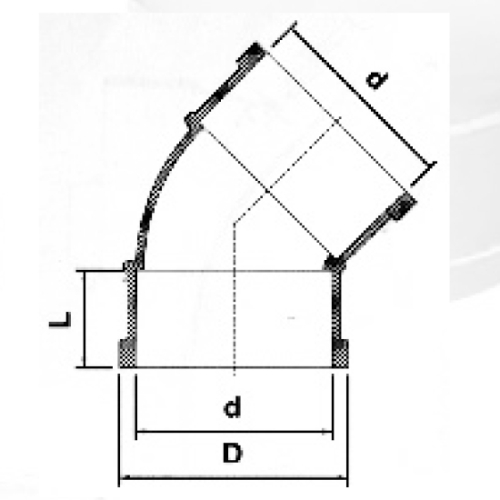 BS5255 / 4514 Drainage Upvc Elbow 45 ° Warna Abu-abu 