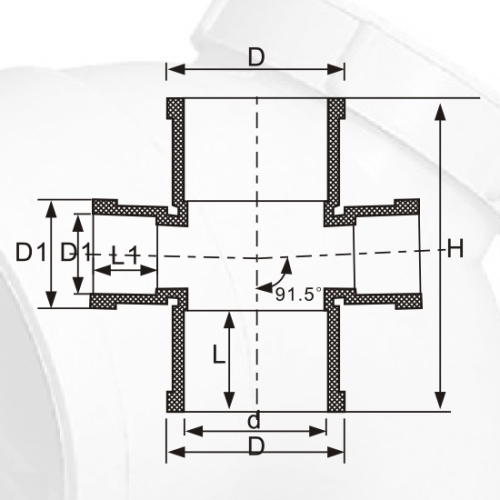 Bs5255/4514 Drainage Upvc Reducing Cross Grey Color 