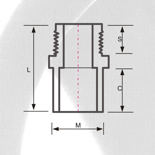 ASTM SCH80 UPVC Male Adaptor Dark Grey Color 