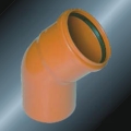 BS5255 / 4514 Drainase Upvc Elbow45 ° Keran karet Warna Abu-abu 