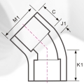 DIN PN16 Water Supply Upvc Elbow 45° Grey 