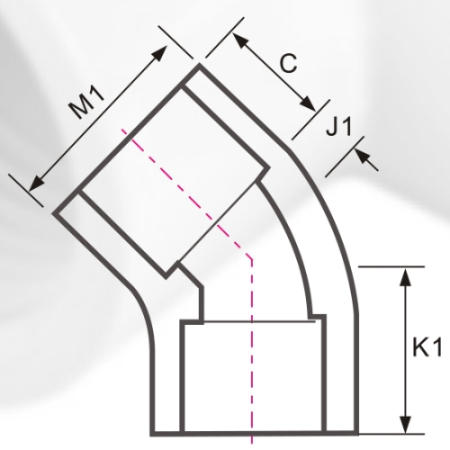 DIN PN16 Water Supply Upvc Elbow 45° Grey 