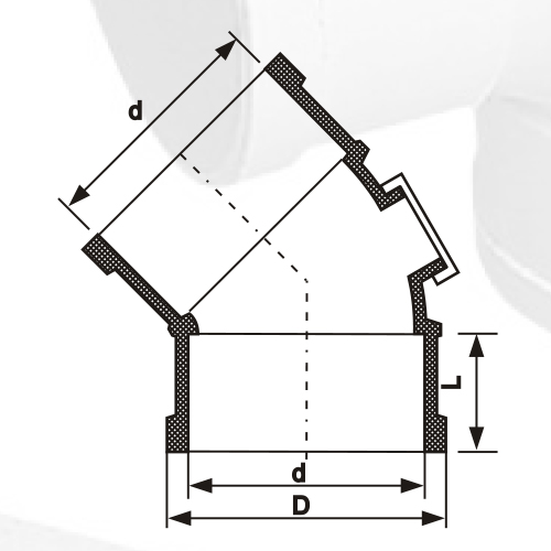 BS5255 / 4514 Coude UPVC DRAINAGE 45 ° Avec Porte Arrière Gris 