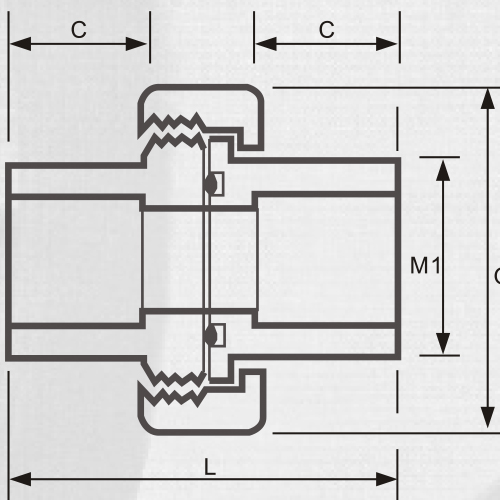 ASTM SCH80 CPVC Union Warna Abu-abu Tua 