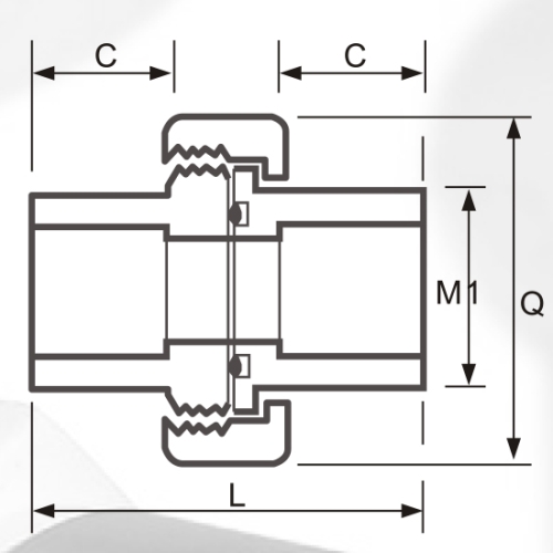 DIN PN16 Water Supply Upvc Union Grey Color 