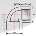 Coude femelle en CPVC ASTM SCH80 90 ° gris foncé 