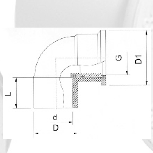 DinPn10 Alimentation en eau Upvc Coude Femelle 90 ° Laiton Blanc 